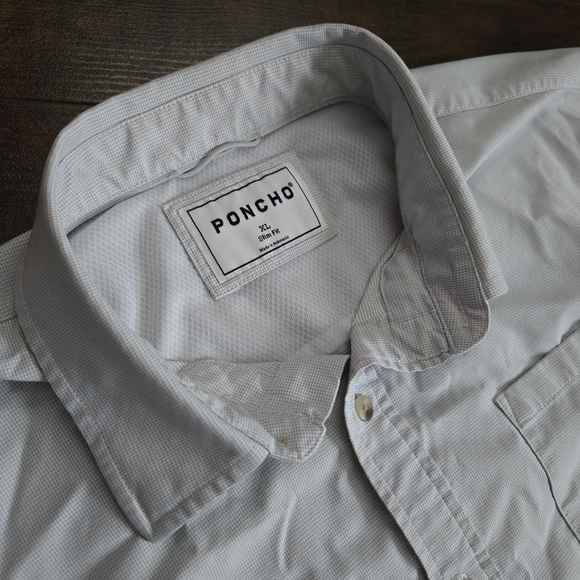 PONCHO Ultra-Lite Slim Fit The Frog Leg Shirt Turf Green Microcheck Size XL - Picture 4 of 13